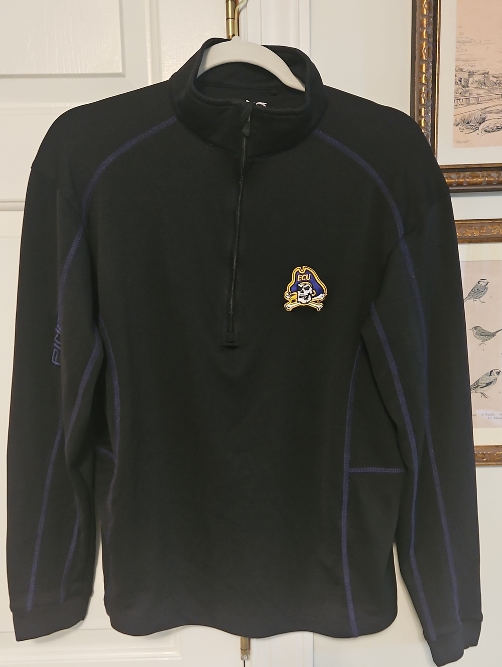 PING Golf Men's Medium 1/4 Zip Performance Pullover ECU Pirates Black Purple